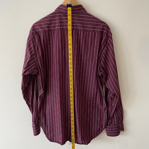 Robert Graham Sport Shirt - Maroon with Pale Blue Pinstripe - X-Large - Picture 3 of 6